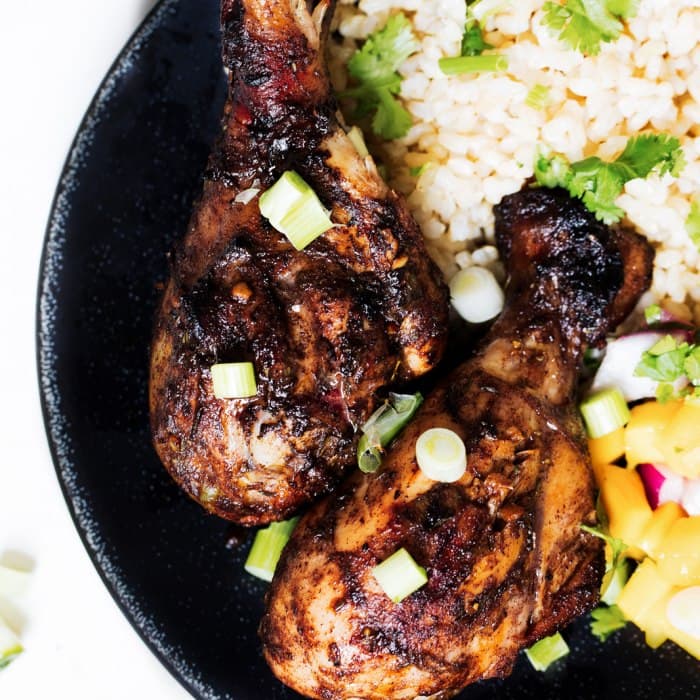 Jerk chicken with rice & peas